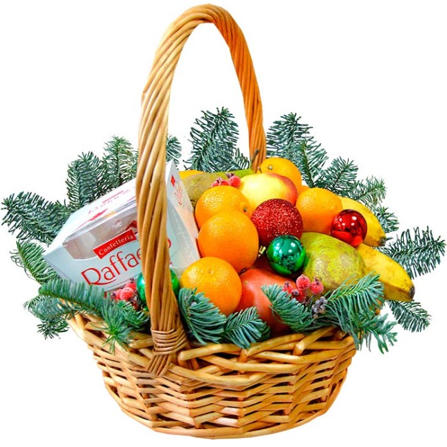 Букет цветов "Новогодняя корзина Фруктовое чудо" Букет цветов "Новогодняя корзина Фруктовое чудо"